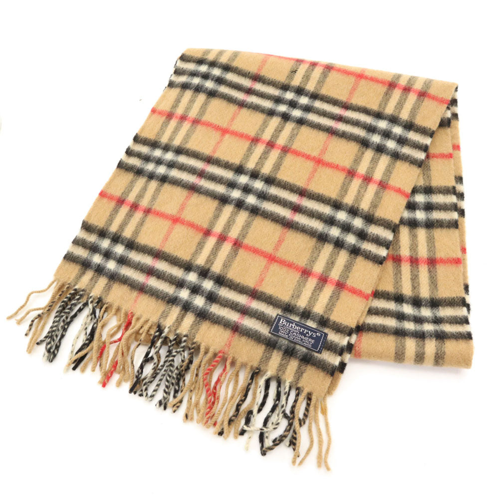 バーバリー カシミヤ100% チェック柄 マフラー ブラウン BURBERRY メンズ