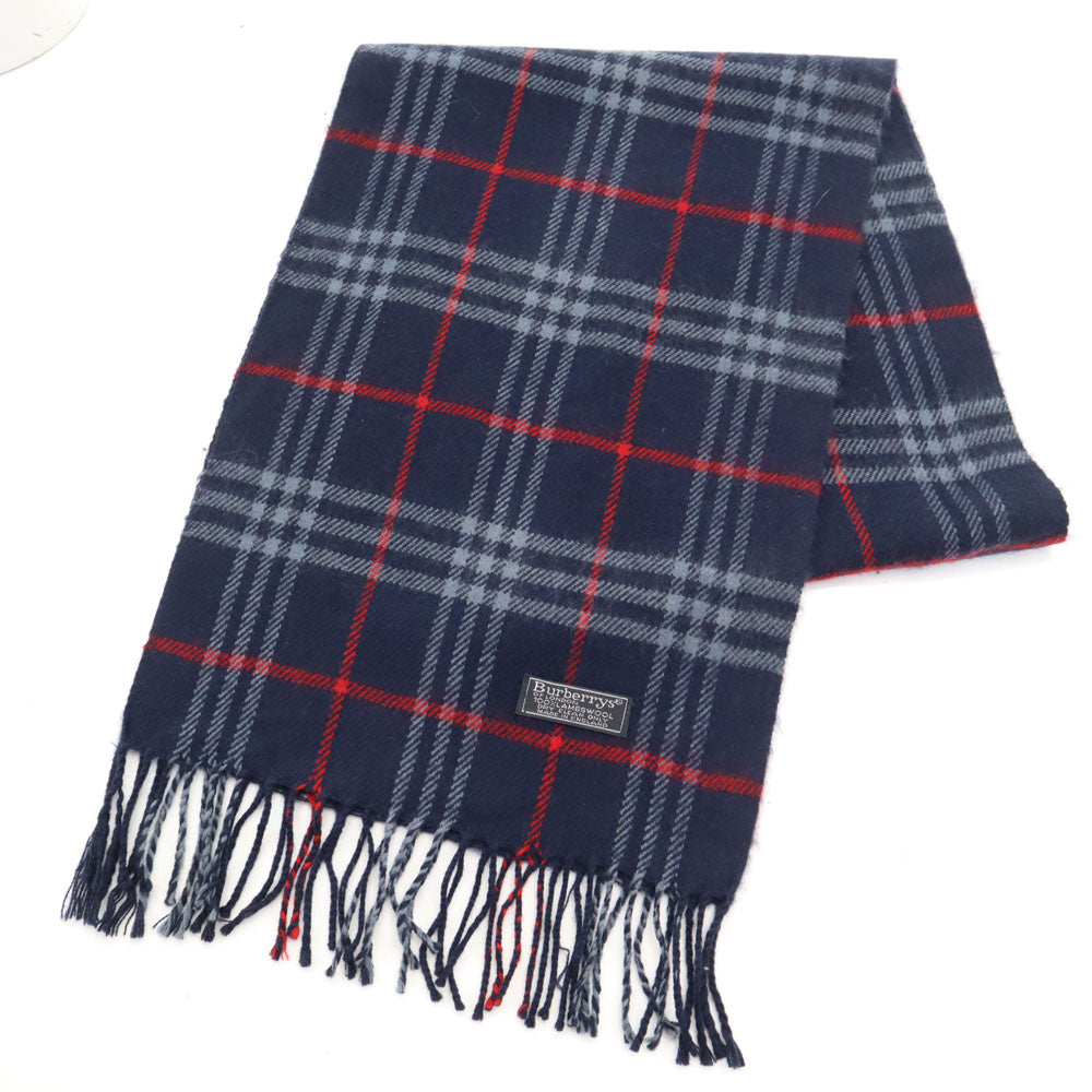 バーバリーズ 英国製 チェック柄 マフラー ネイビー Burberrys ユニセックス メンズ