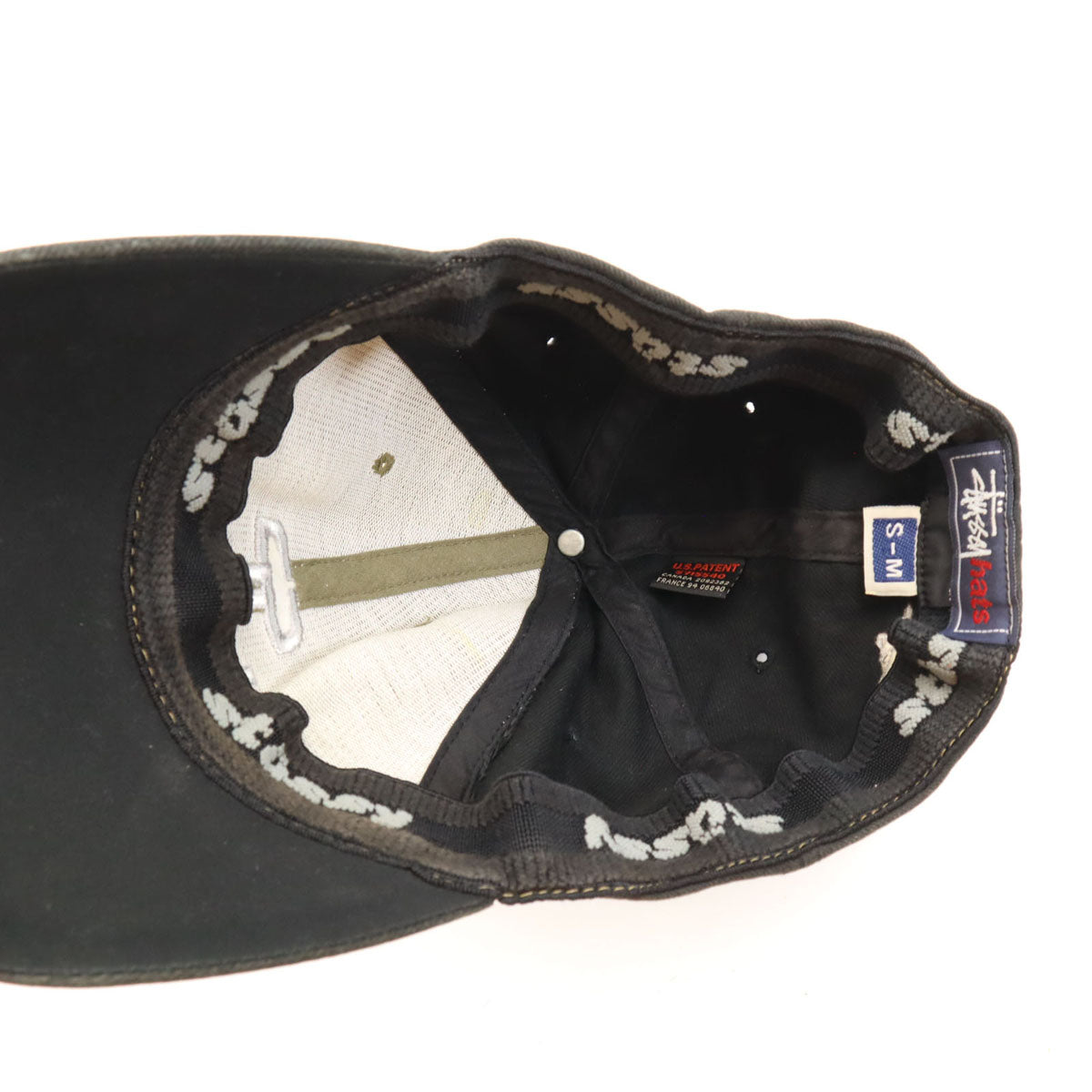 STUSSY ステューシー 90s オールド キャップ S-M ベージュ×ブラック 帽子 メンズ