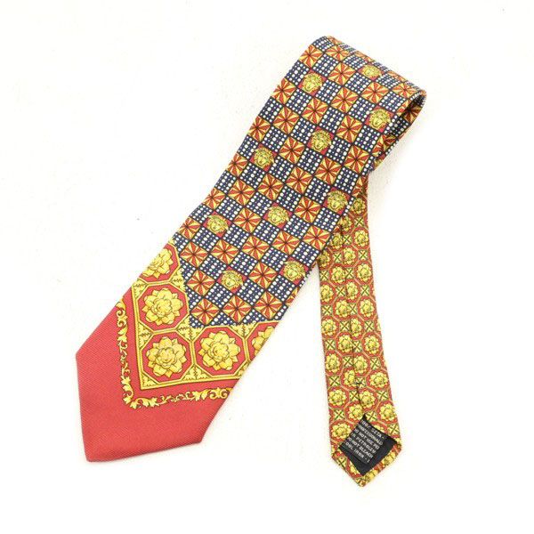 Gianni Versace ジャンニヴェルサーチ イタリア製 ワイド シルク 総柄 ネクタイ レッド メンズ