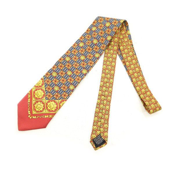 Gianni Versace ジャンニヴェルサーチ イタリア製 ワイド シルク 総柄 ネクタイ レッド メンズ