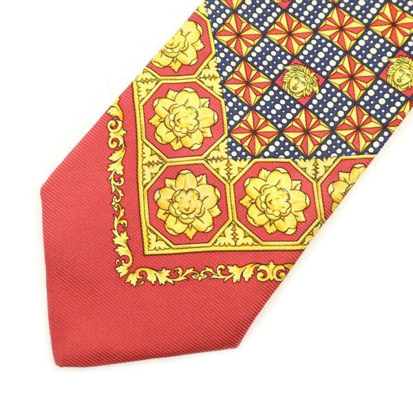 Gianni Versace ジャンニヴェルサーチ イタリア製 ワイド シルク 総柄 ネクタイ レッド メンズ