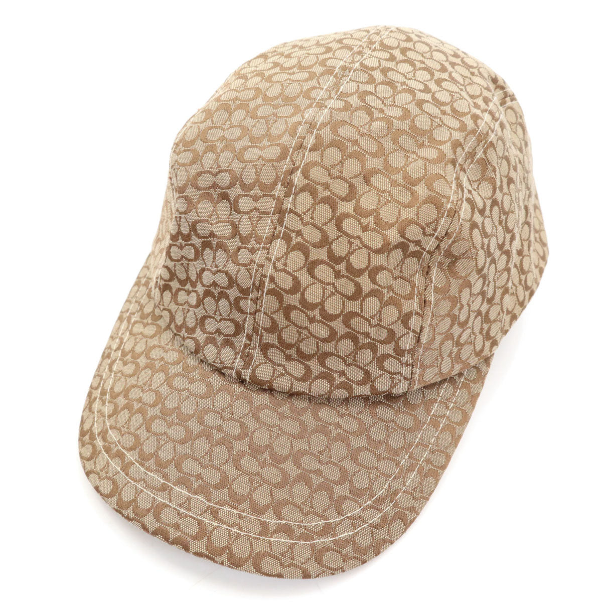 COACH コーチ 総ロゴ キャップ P/S ベージュ メンズ