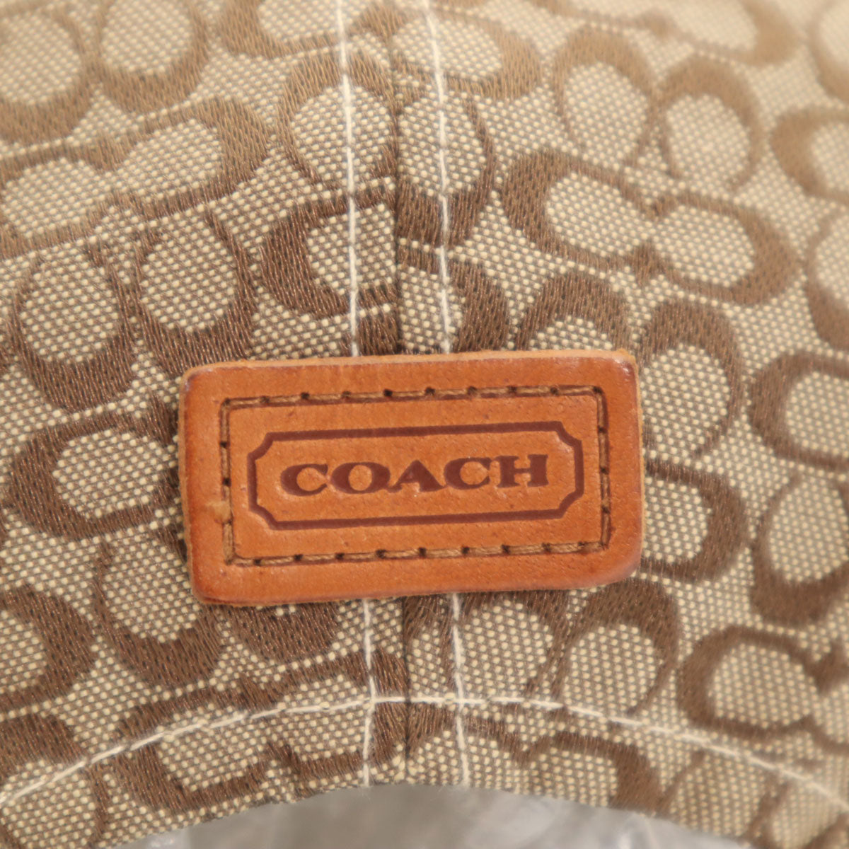 COACH コーチ 総ロゴ キャップ P/S ベージュ メンズ