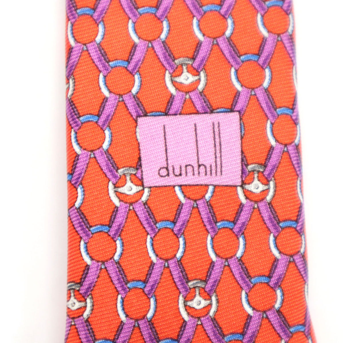 Dunhill ダンヒル イングランド製 シルク 総柄 ネクタイ オレンジ メンズ