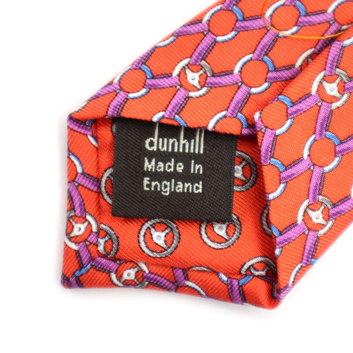 Dunhill ダンヒル イングランド製 シルク 総柄 ネクタイ オレンジ メンズ