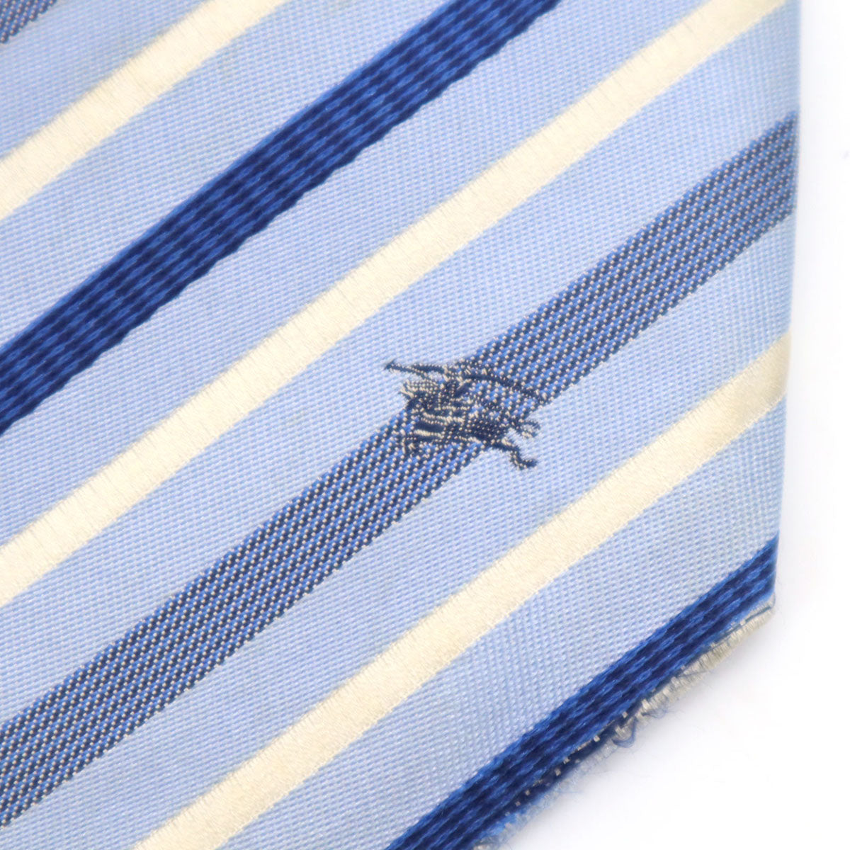 BURBERRY BLACK LABEL バーバリーブラックレーベル 日本製 シルク 斜ストライプ柄 ネクタイ ブルー系 三陽商会 メンズ