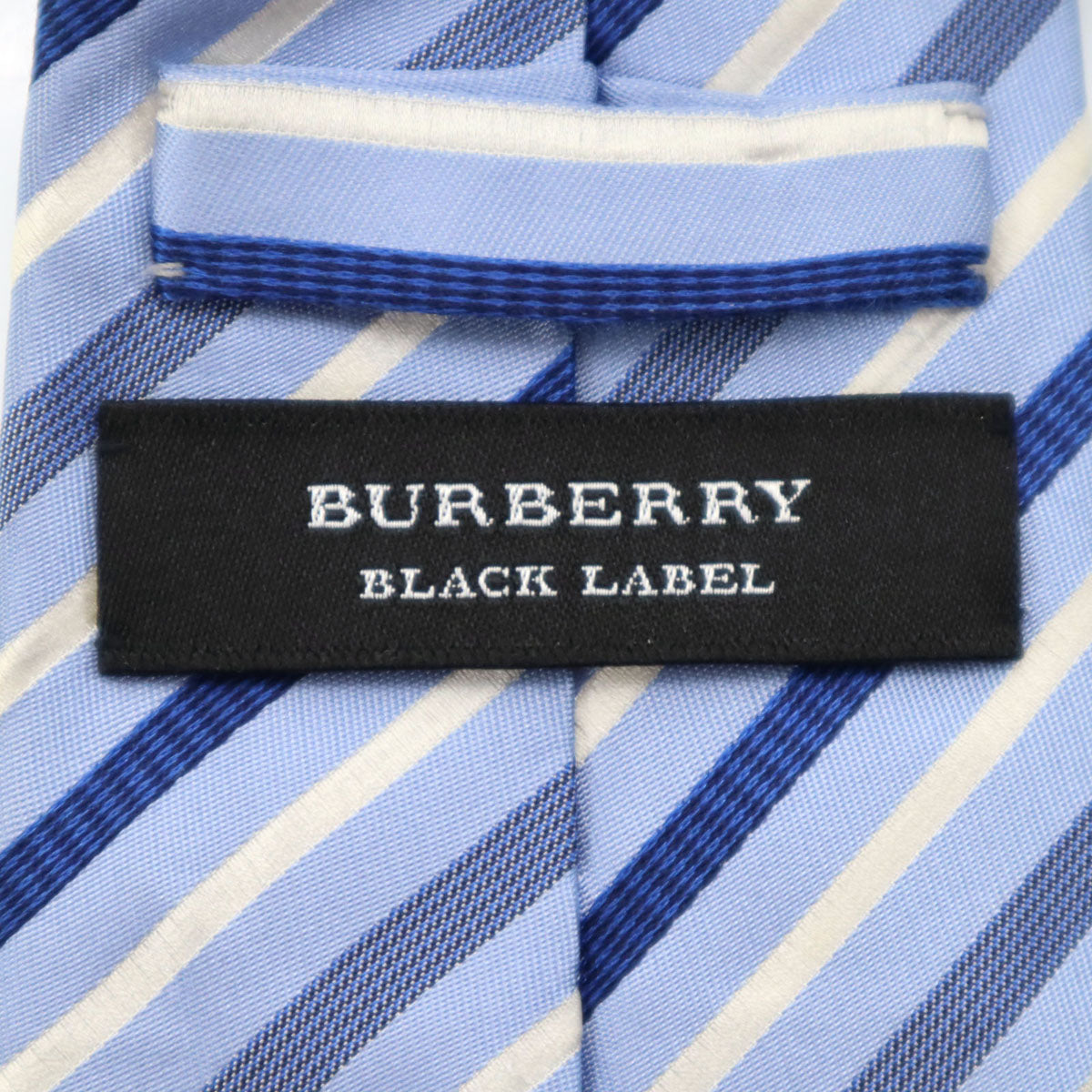 BURBERRY BLACK LABEL バーバリーブラックレーベル 日本製 シルク 斜ストライプ柄 ネクタイ ブルー系 三陽商会 メンズ