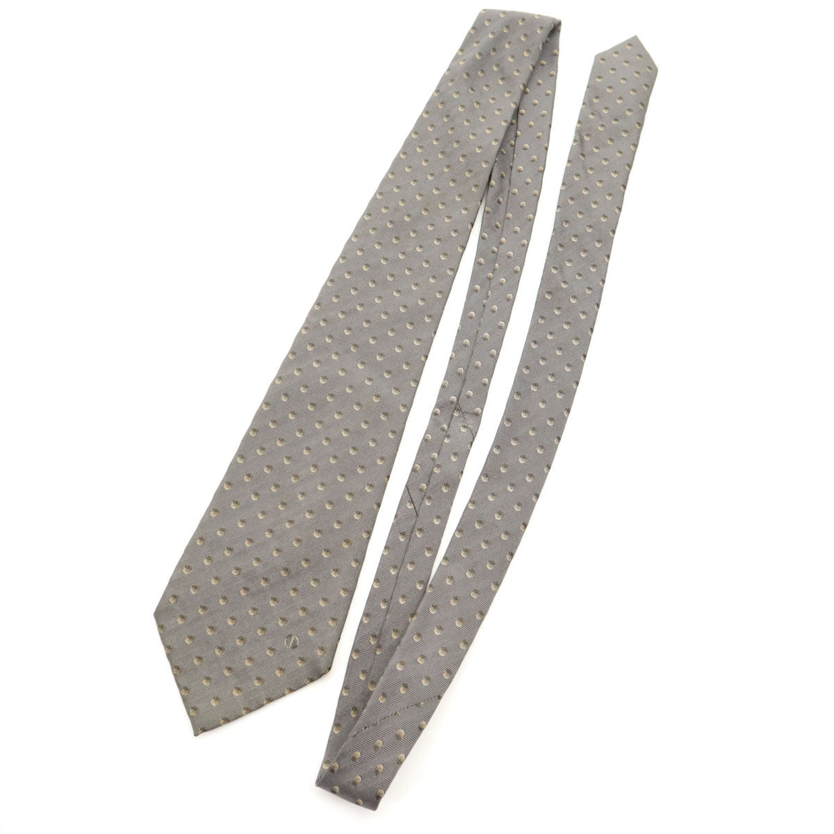 Dunhill ダンヒル イタリア製 シルク ドット 斜ヘリンボーン柄 ネクタイ グレー メンズ