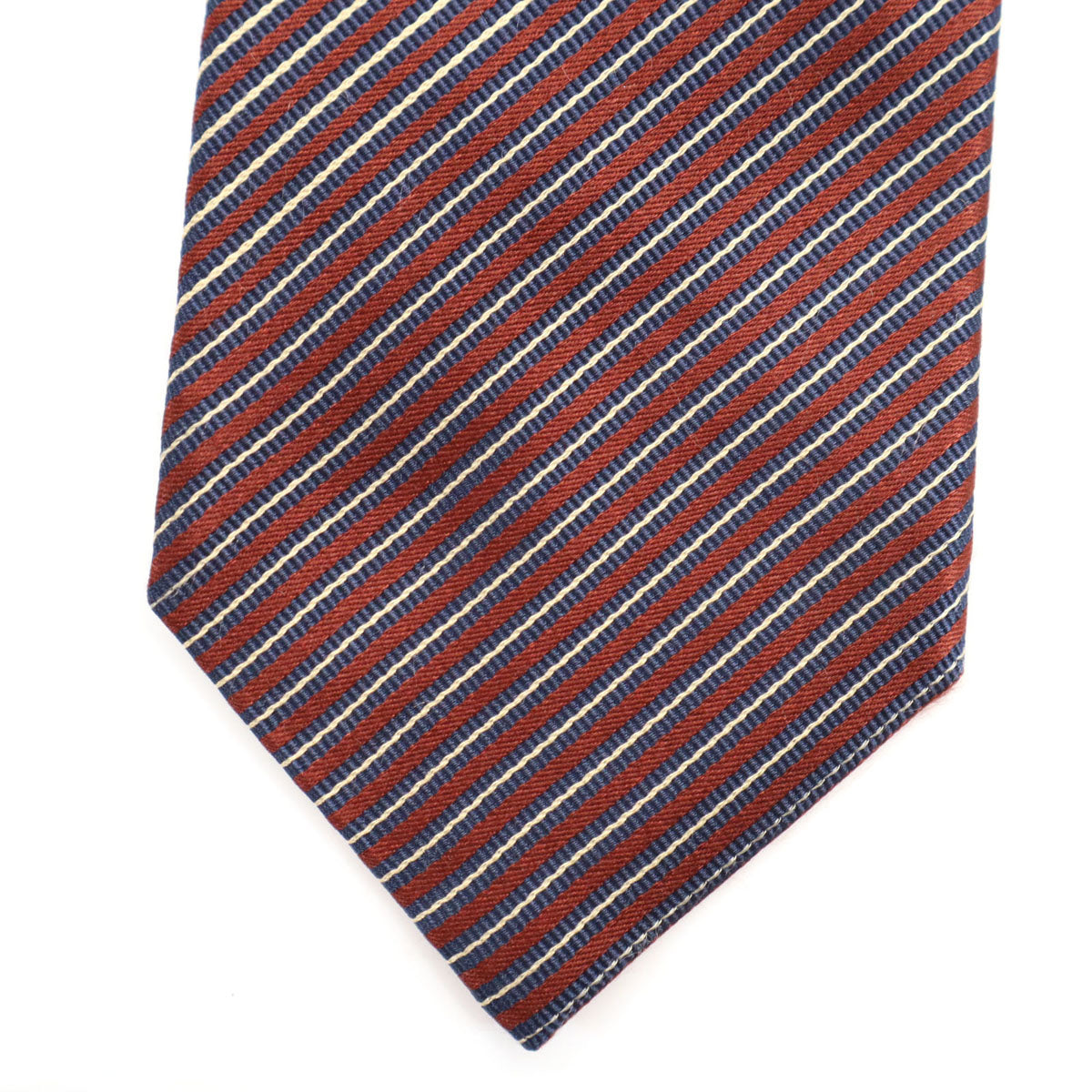 BVLGARI ブルガリ イタリア製 シルク 斜ストライプ柄 ネクタイ ボルドー メンズ