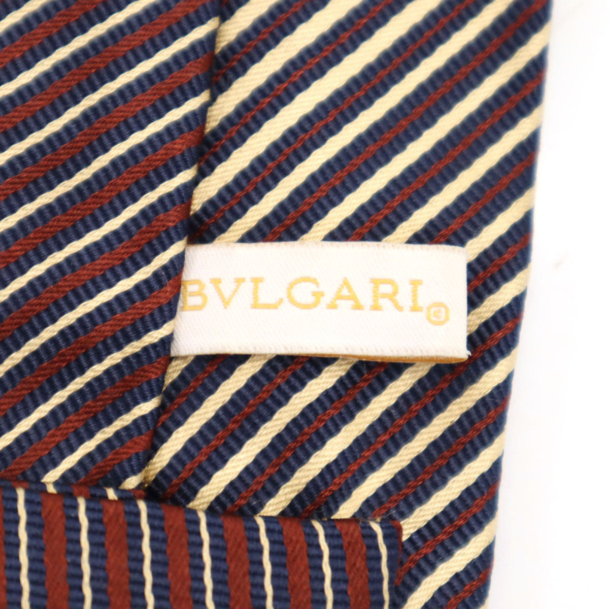 BVLGARI ブルガリ イタリア製 シルク 斜ストライプ柄 ネクタイ ボルドー メンズ