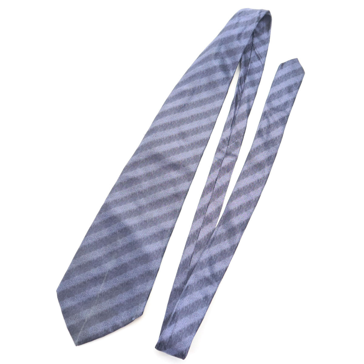 Christian Dior クリスチャンディオール フランス製 シルク 斜ストライプ柄 ネクタイ ネイビー メンズ