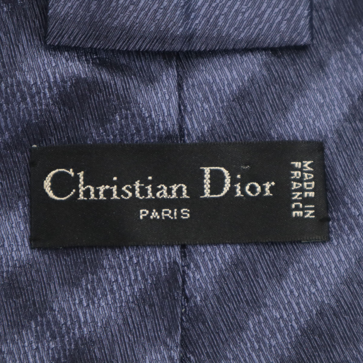 Christian Dior クリスチャンディオール フランス製 シルク 斜ストライプ柄 ネクタイ ネイビー メンズ