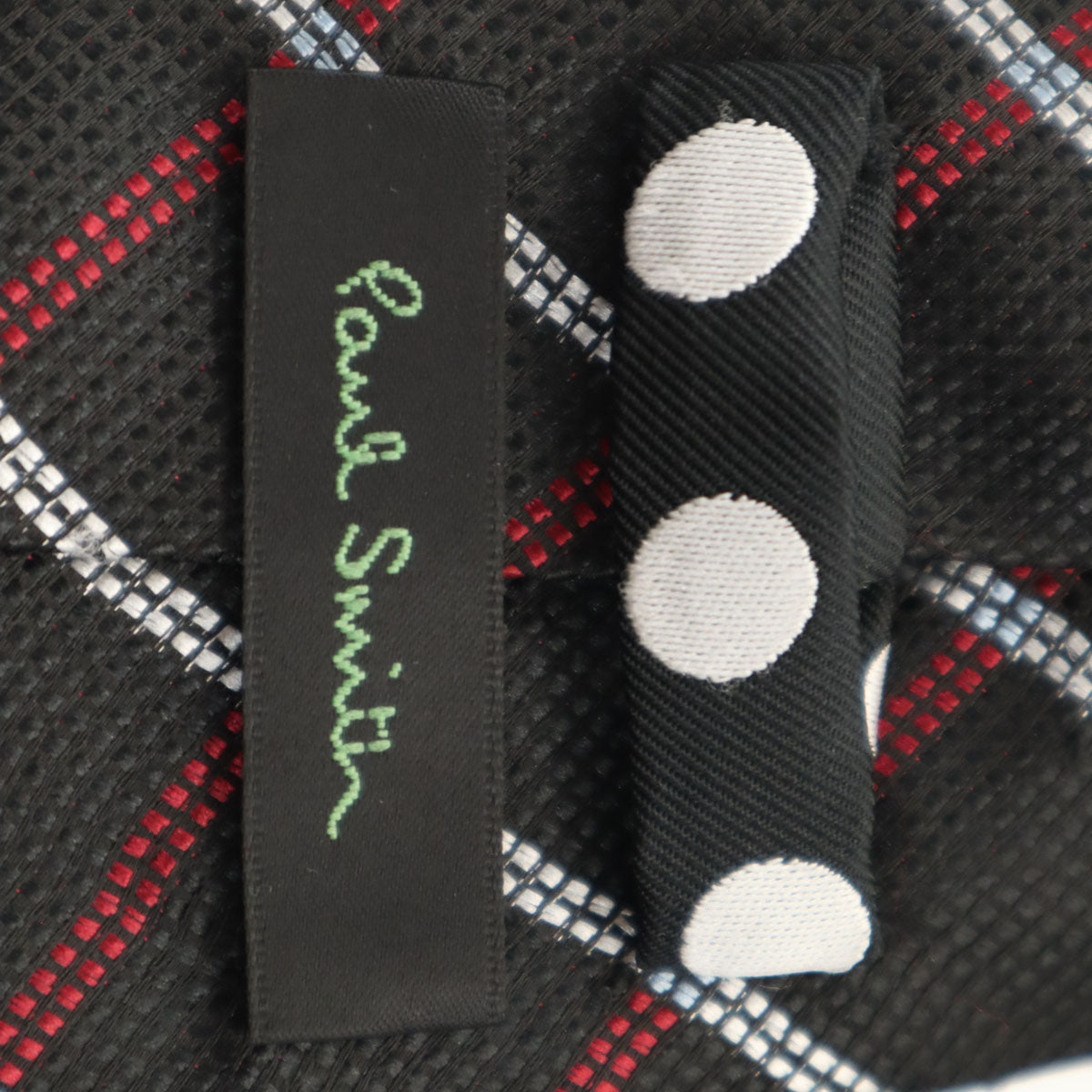 Paul Smith ポールスミス イタリア製 シルク チェック柄 ネクタイ ブラック系 メンズ