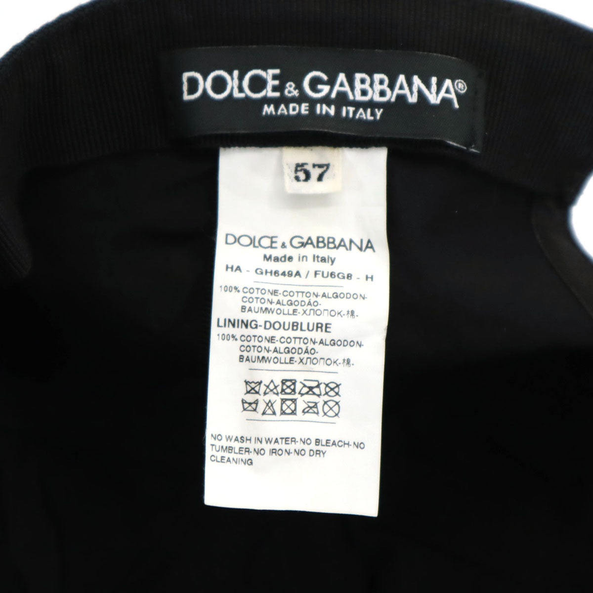 DOLCE&GABBANA ドルチェアンドガッバーナ イタリア製 キャップ 57 ブラック系 帽子 メンズ