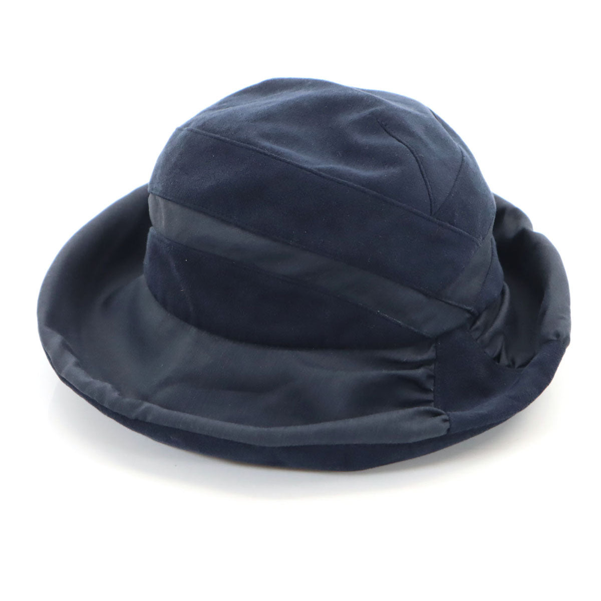 LANVIN COLLECTION ランバン コレクション 日本製 フェイクスエード バケット ハット M-S ネイビー 帽子 レディース