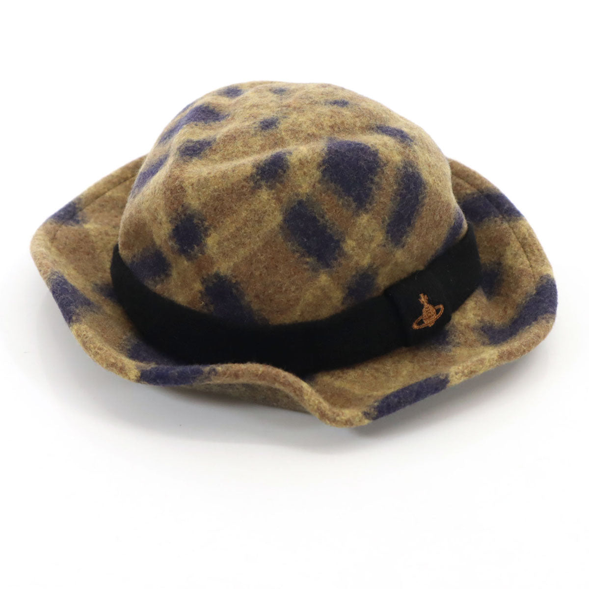 Vivienne Westwood ヴィヴィアンウエストウッド 日本製 チェック柄 ウール ハット S-M イエローブラウン系 帽子 レディース