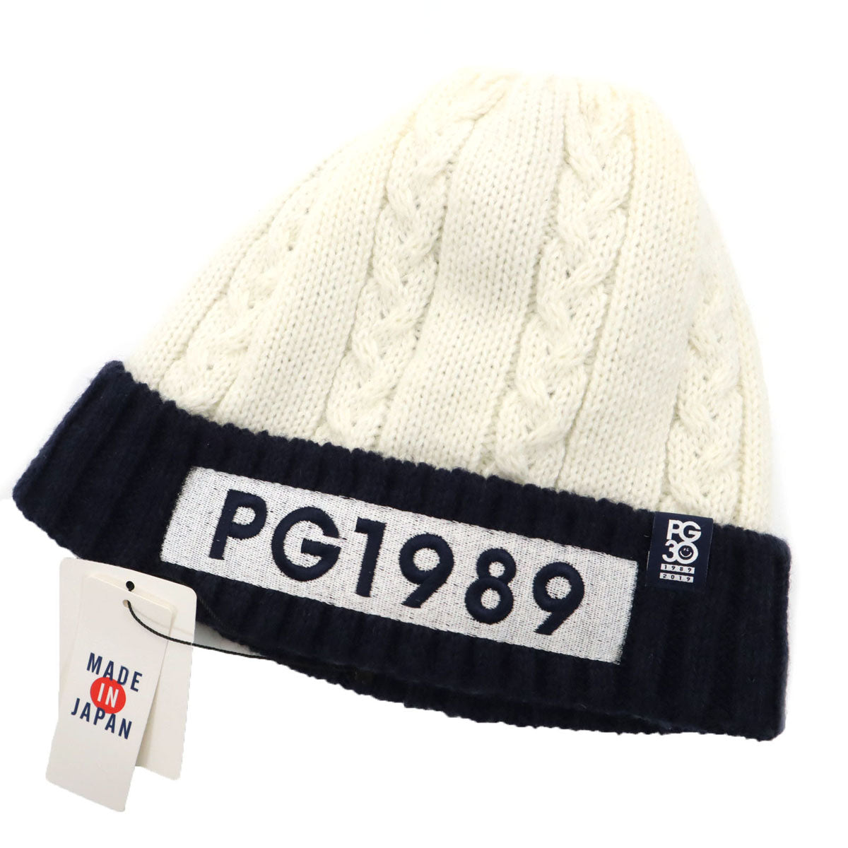 未使用 PEARLY GATES パーリーゲイツ 30周年記念 日本製 ニットキャップ FREE ホワイト メンズ