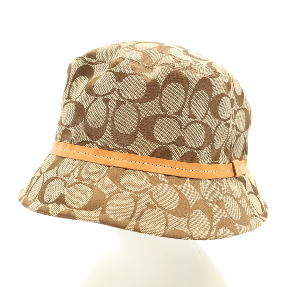 美品 COACH コーチ シグネチャー バケット ハット M/L ベージュ 帽子 メンズ