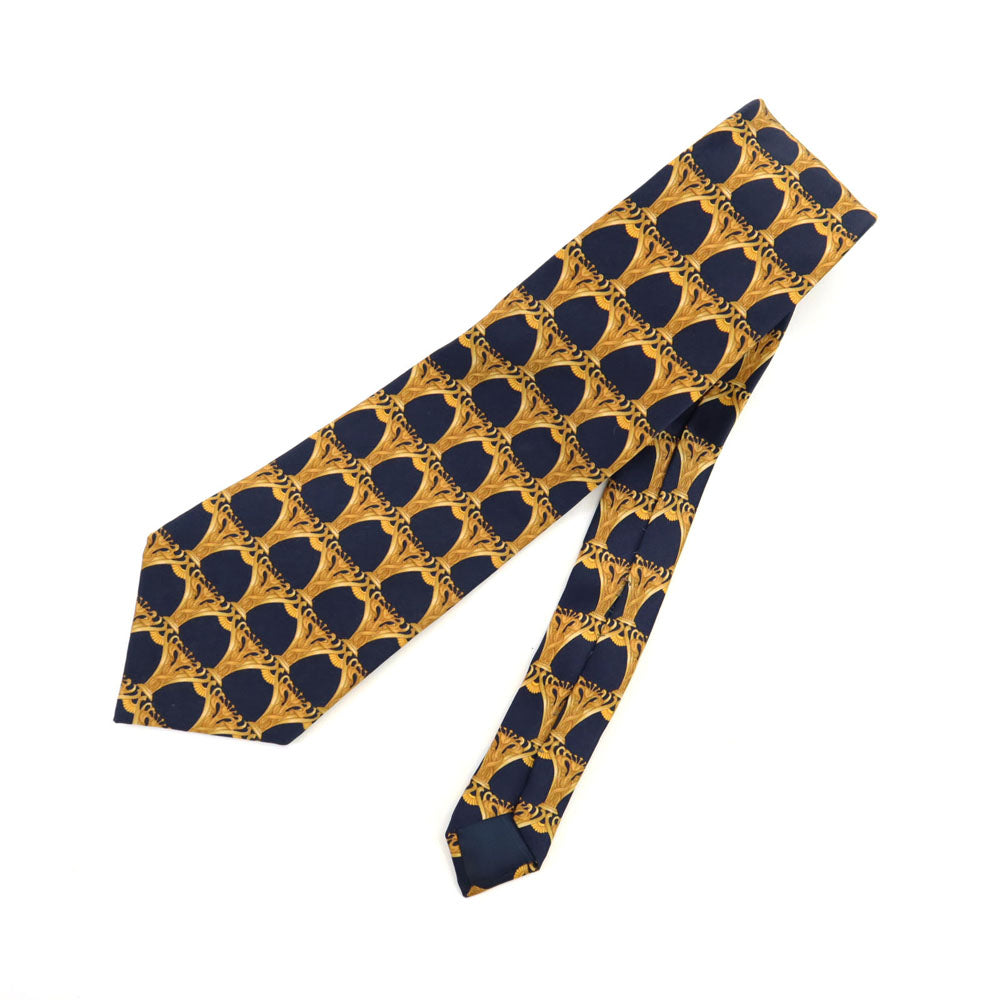LANVIN ランバン シルク 総柄 ネクタイ ネイビー系 メンズ