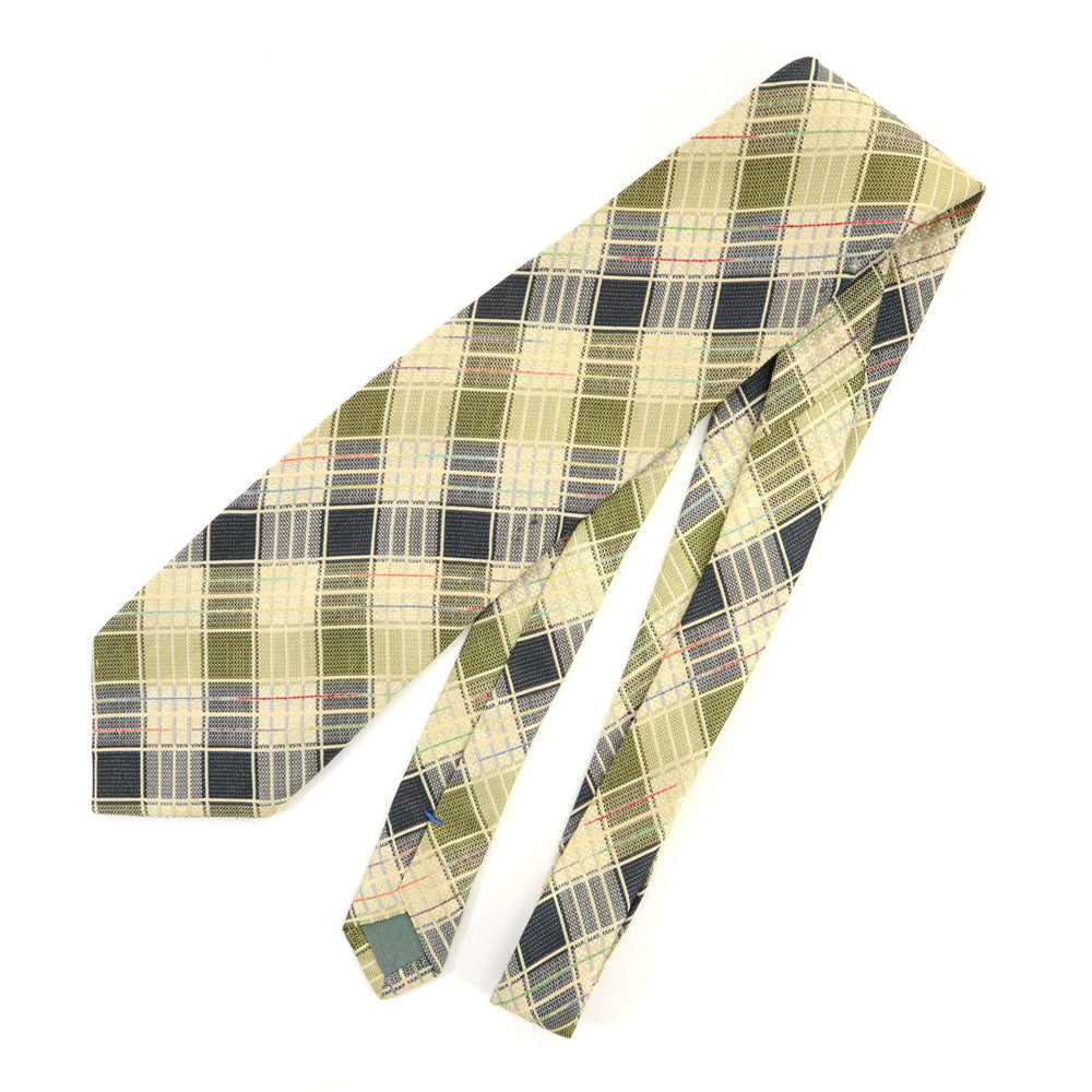 KENZO ケンゾー シルク チェック ネクタイ グリーン系 メンズ