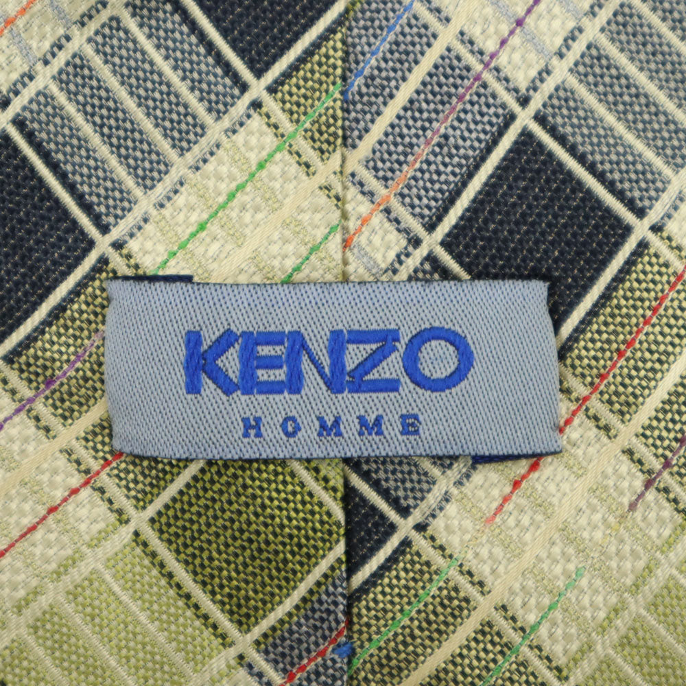 KENZO ケンゾー シルク チェック ネクタイ グリーン系 メンズ