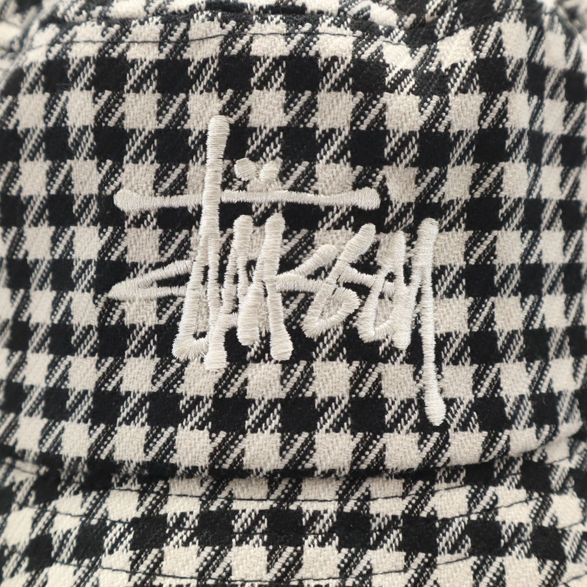 STUSSY ステューシー チェック柄 バケット ハット S-M ホワイト 帽子 メンズ