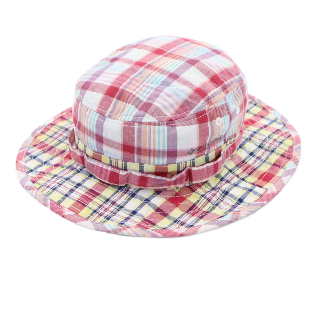 Columbia コロンビア アウトドア チェック柄 ハット S/M 赤系 メンズ