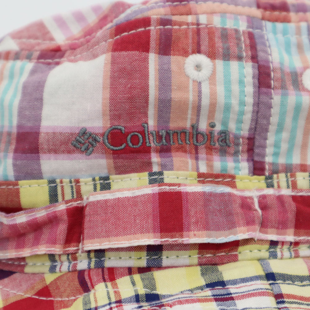 Columbia コロンビア アウトドア チェック柄 ハット S/M 赤系 メンズ