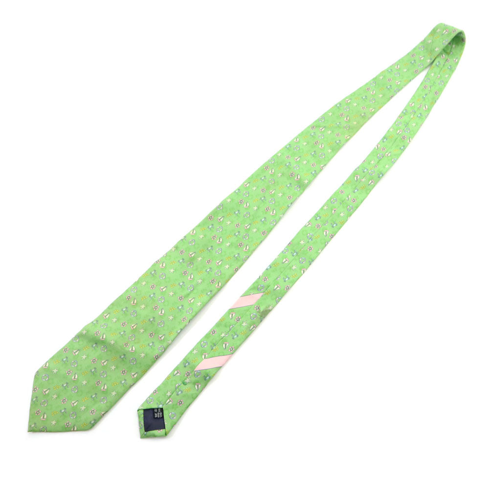 Salvatore Ferragamo サルヴァトーレフェラガモ イタリア製 シルク 総柄 ネクタイ グリーン系 メンズ