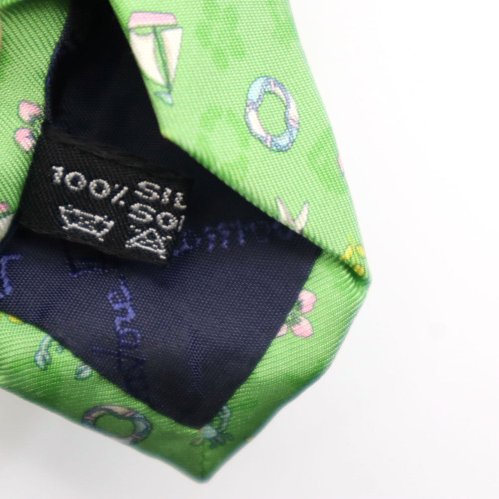 Salvatore Ferragamo サルヴァトーレフェラガモ イタリア製 シルク 総柄 ネクタイ グリーン系 メンズ