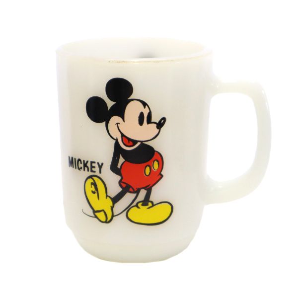 ファイヤーキング 60s 70s USA製 ミルクガラス ミッキーマウス ヴィンテージ マグカップ ホワイト オールド メンズ