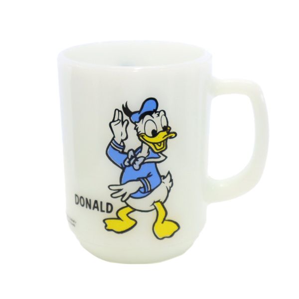 ファイヤーキング 60s 70s USA製 ミルクガラス ドナルドダック ヴィンテージ マグカップ ホワイト オールド メンズ