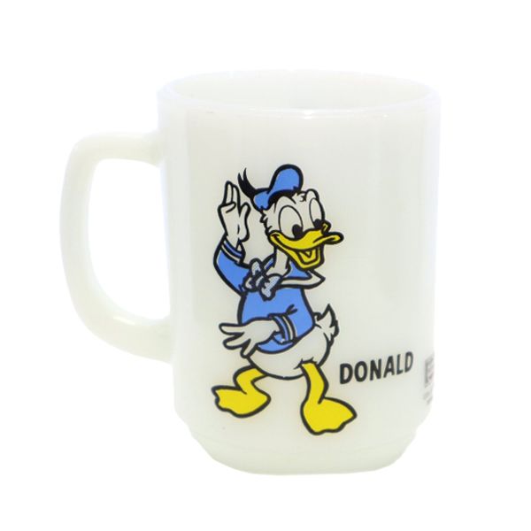 ファイヤーキング 60s 70s USA製 ミルクガラス ドナルドダック ヴィンテージ マグカップ ホワイト オールド メンズ