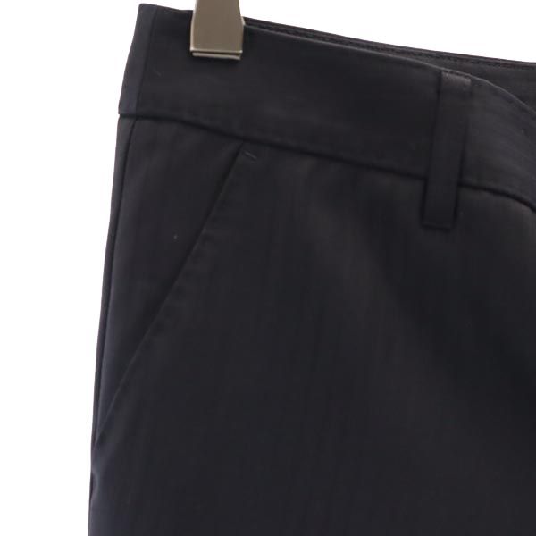 BURBERRY バーバリー 三陽商会 日本製 ウール ストライプ地 スラックスパンツ 38 ブラック系 レディース