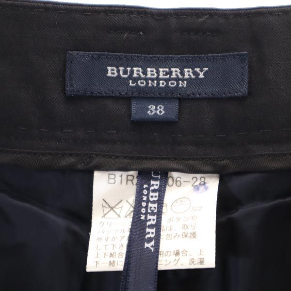 BURBERRY バーバリー 三陽商会 日本製 ウール ストライプ地 スラックスパンツ 38 ブラック系 レディース