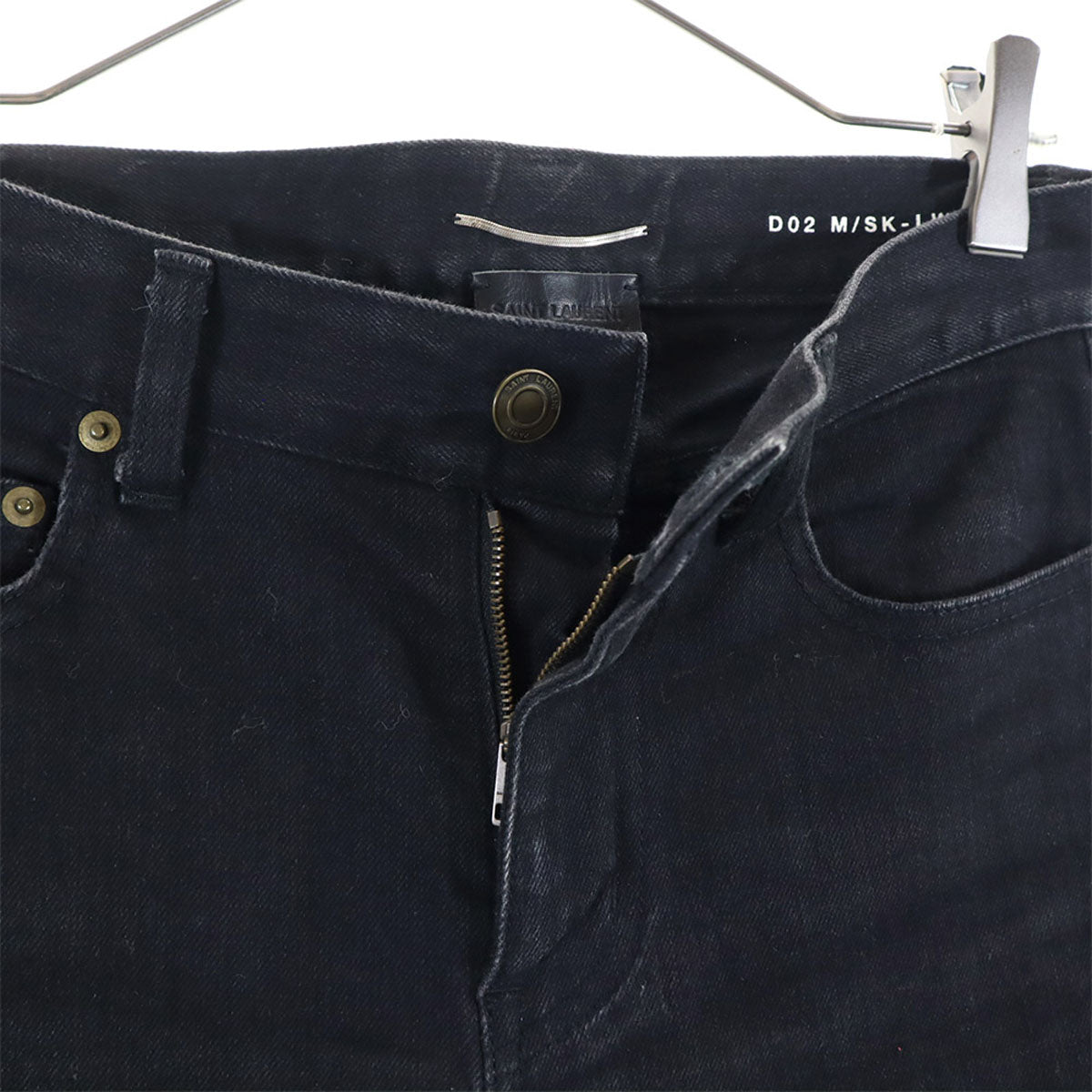 SAINT LAURENT サンローラン ダメージ加工 スキニーデニムパンツ w29 ブラック 日本製 ジーンズ ジーパン レディース