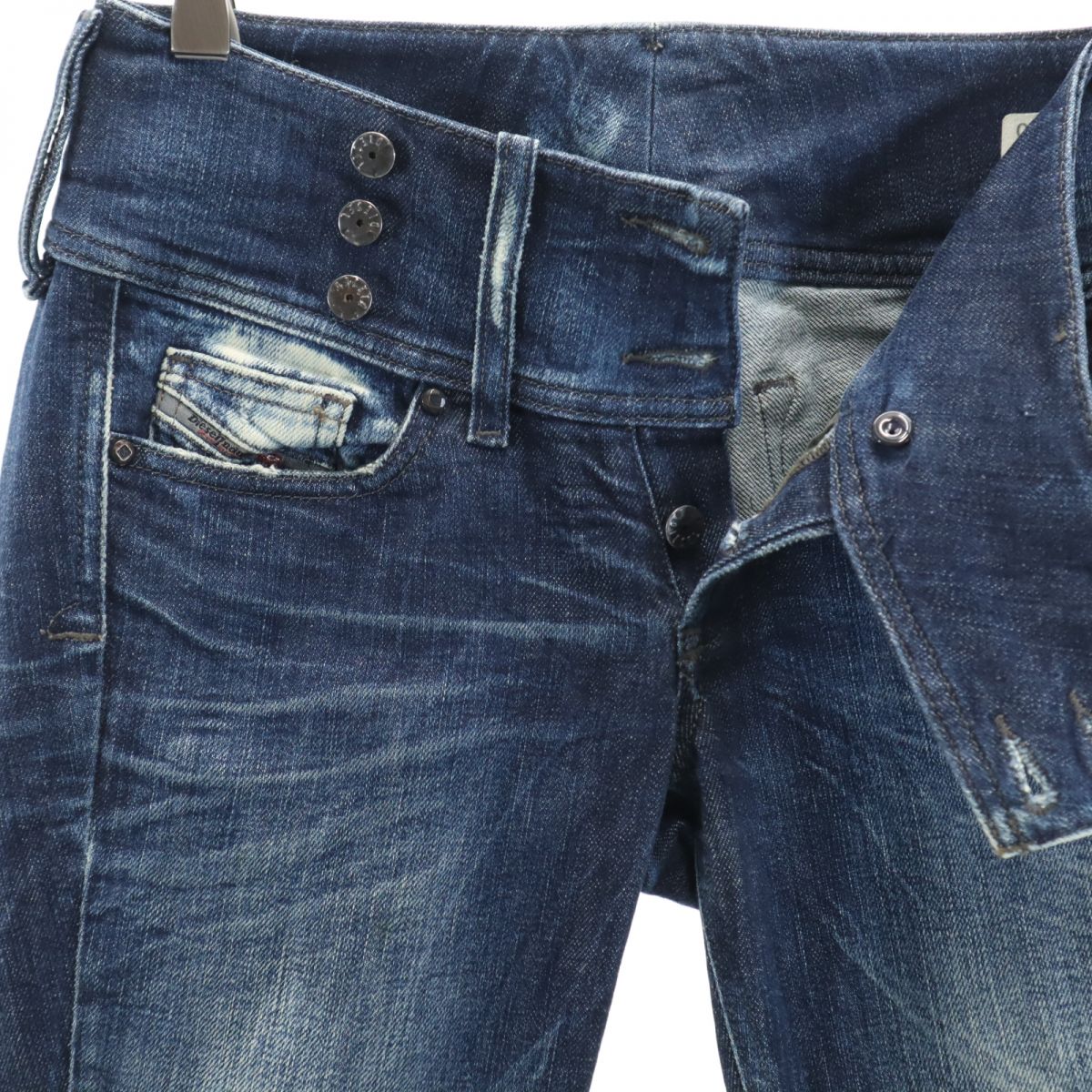 ディーゼル ローライズ ブーツカットデニムパンツ W27 ブルー DIESEL ボタンフライ ジーパン レディース