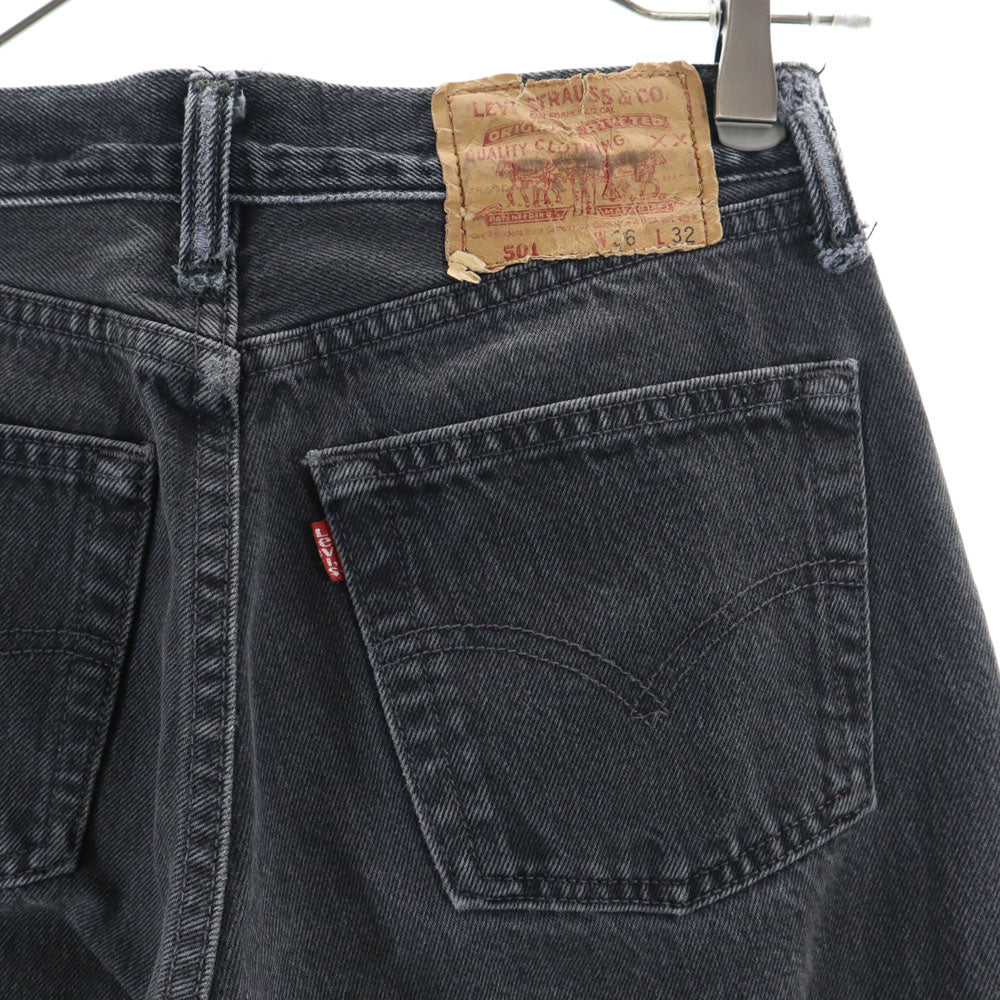 Levi's リーバイス 90s USA製 ブラックデニム 501 ストレートデニムパンツ W26 ブラック ボタンフライ レディース