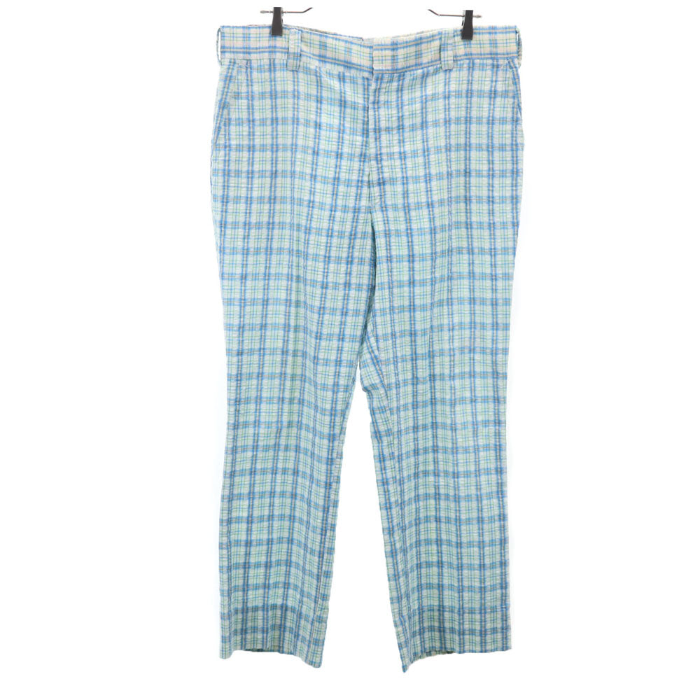 THOMSON トムソン 70s 80s ヴィンテージ ロケットタロン チェック柄 ロングパンツ ブルー系 シアサッカー メンズ