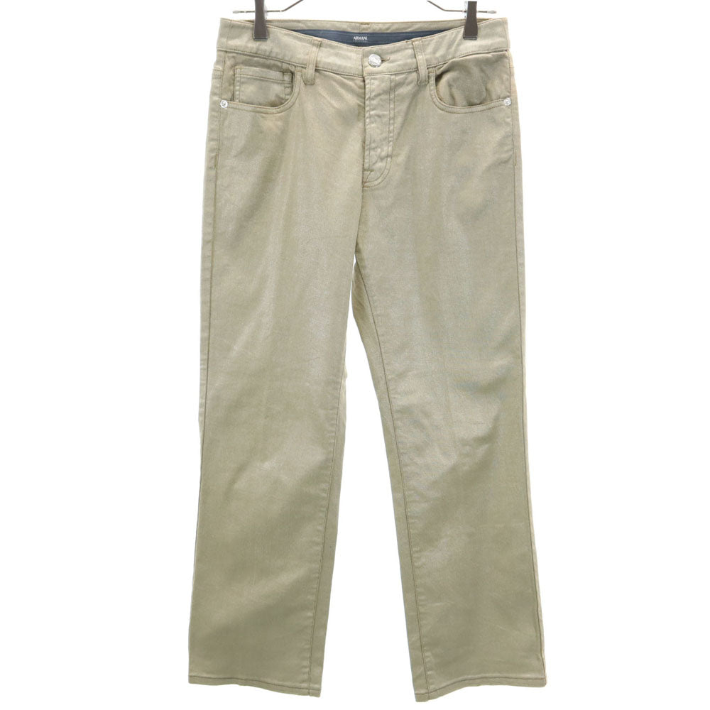 ARMANI COLLEZIONI アルマーニコレッツォーニ イタリア製 ラメ ロングパンツ W27 ベージュ ストレッチ レディース