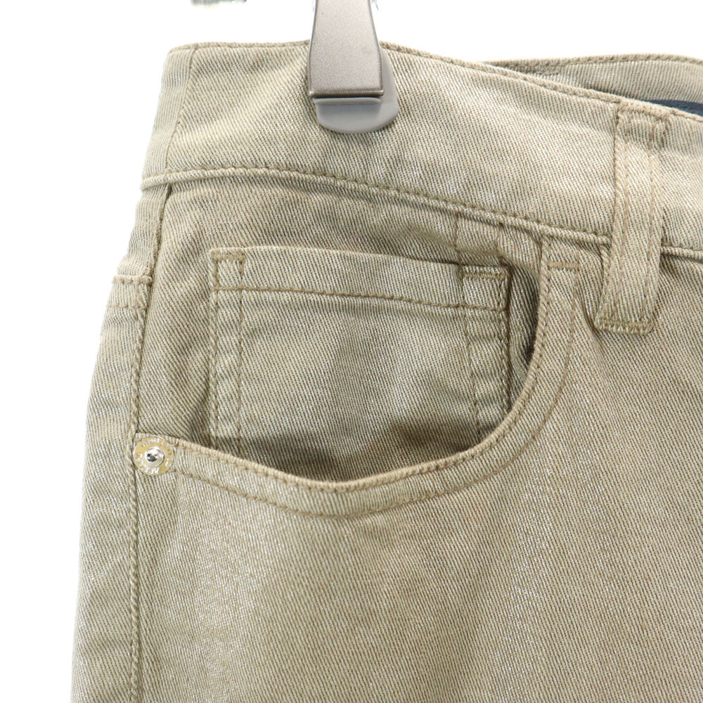 ARMANI COLLEZIONI アルマーニコレッツォーニ イタリア製 ラメ ロングパンツ W27 ベージュ ストレッチ レディース