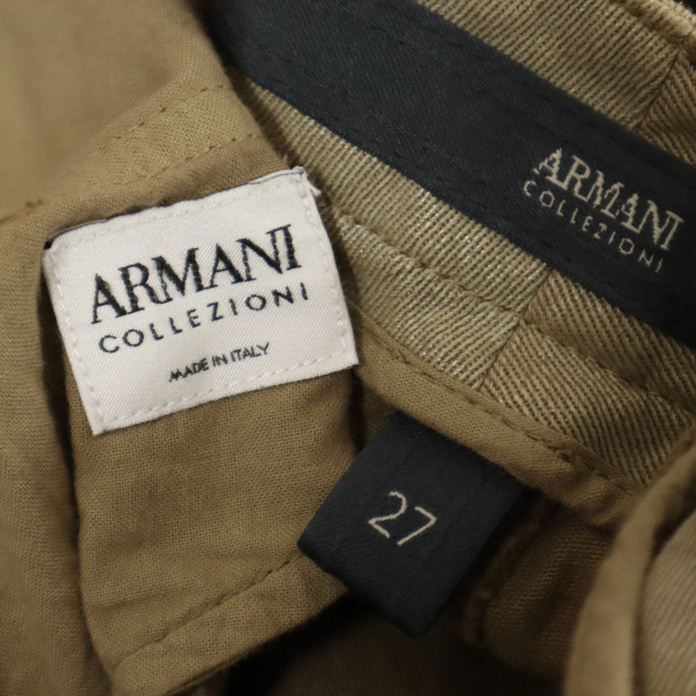 ARMANI COLLEZIONI アルマーニコレッツォーニ イタリア製 ラメ ロングパンツ W27 ベージュ ストレッチ レディース