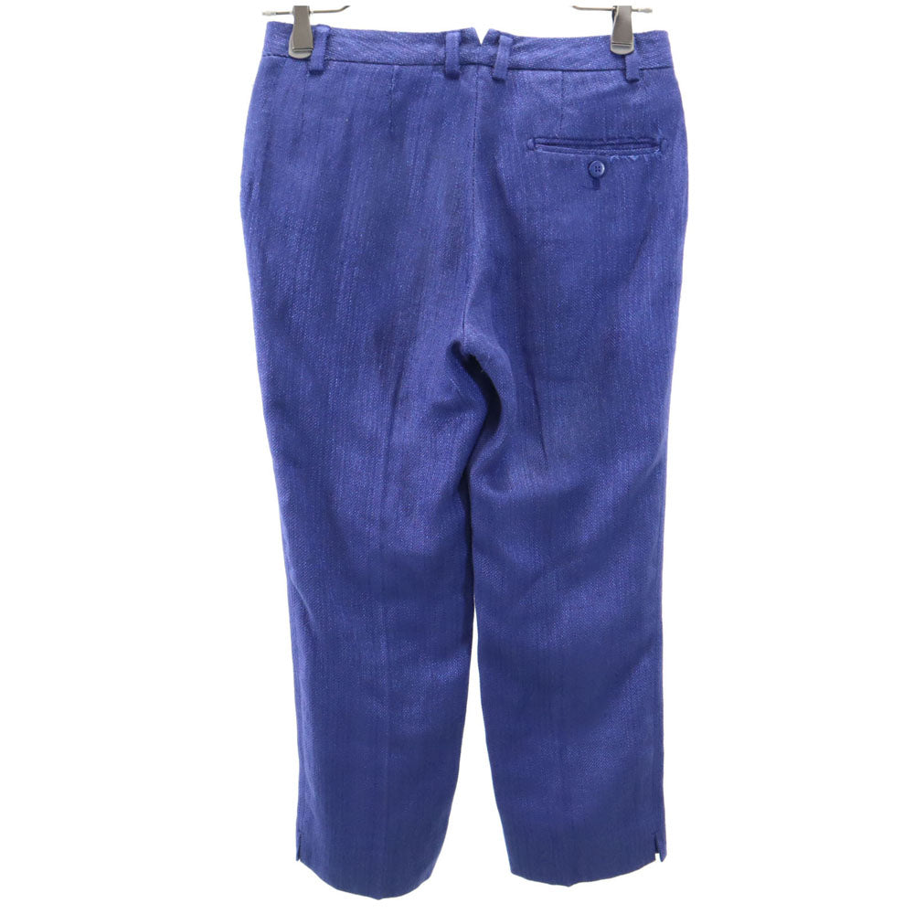 INCOTEX インコテックス 日本製 リネンブレンド ラメ スラックスパンツ 38 青系 レディース