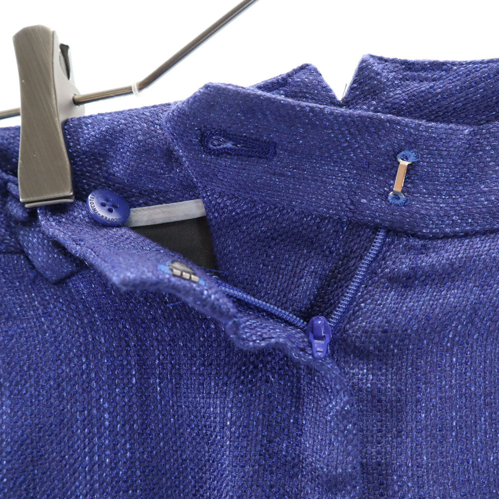 INCOTEX インコテックス 日本製 リネンブレンド ラメ スラックスパンツ 38 青系 レディース