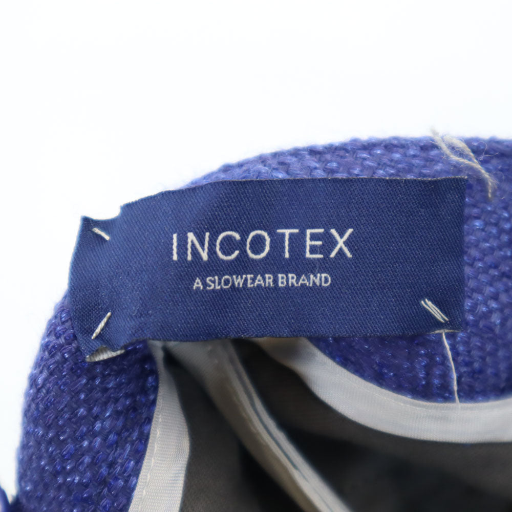 INCOTEX インコテックス 日本製 リネンブレンド ラメ スラックスパンツ 38 青系 レディース