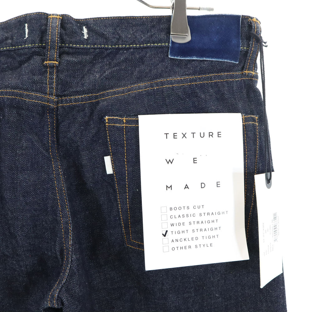 未使用 テクスチャーウィーメイド 日本製 タイトストレート デニムパンツ W30 インディゴ TEXTURE WE MADE フラッシャー付き メンズ