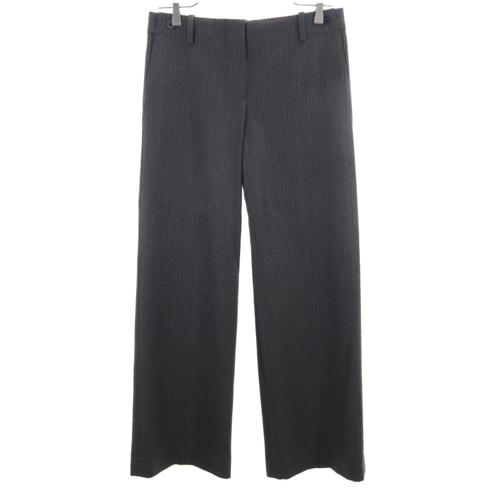 クロエ フランス製 ウール ストライプ柄 スラックスパンツ T36 ブラウン Chloe レディース
