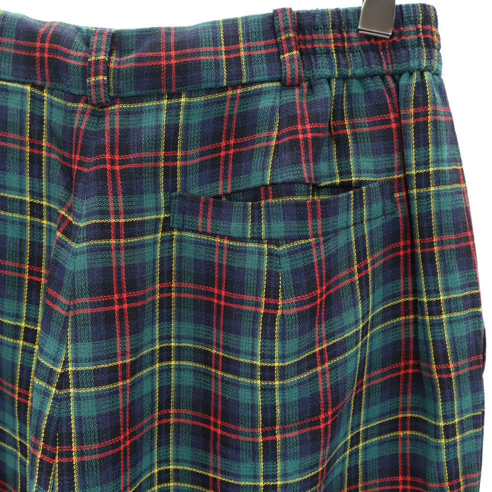 Christian Dior クリスチャンディオール 90s オールド チェック柄 ロングパンツ LL グリーン ボタンフライ レディース