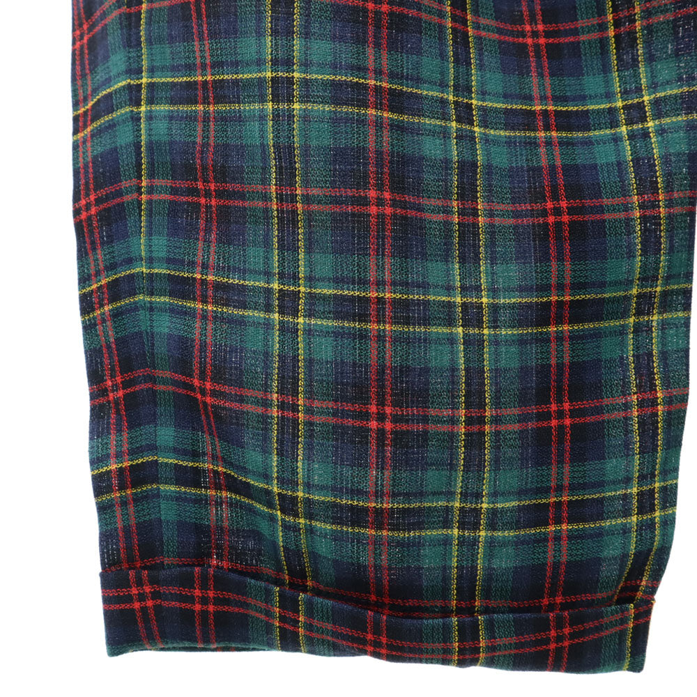 Christian Dior クリスチャンディオール 90s オールド チェック柄 ロングパンツ LL グリーン ボタンフライ レディース